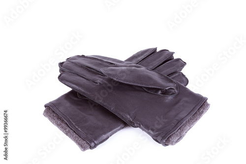 Leather gloves isolated on a white