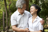 Senior Chinese couple in a park