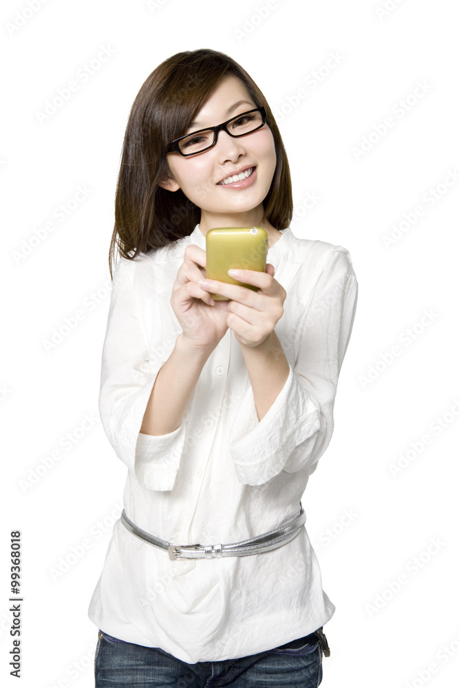 Portrait of Young Woman with Mobile Phone