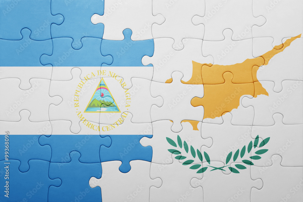puzzle with the national flag of cyprus and nicaragua