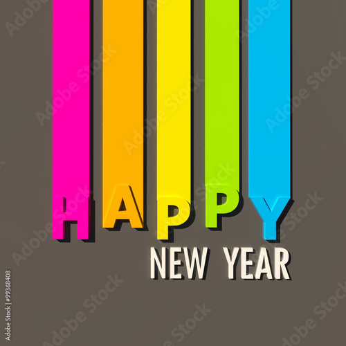 Happy New Year in colorful lines