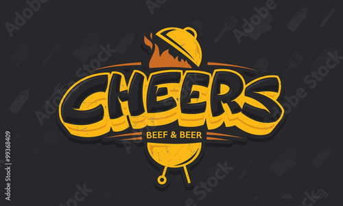 Cheers lettering vector logo sketch