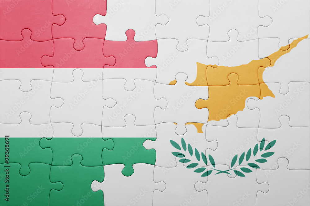 puzzle with the national flag of cyprus and hungary