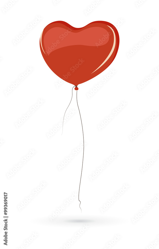 Heart shaped balloon isolated on white background