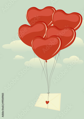 Love letter tied to a heart-shaped balloons