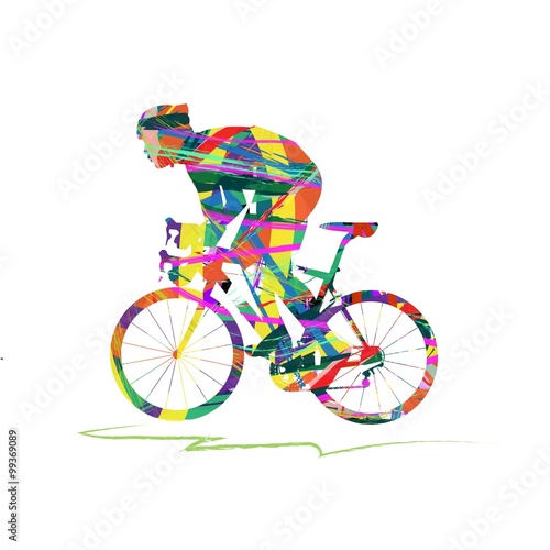 abstract cyclist on the white background