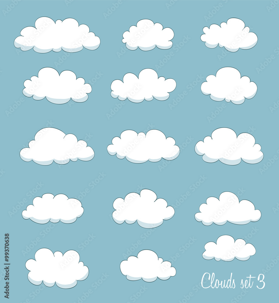 set of cute cartoon clouds. vector