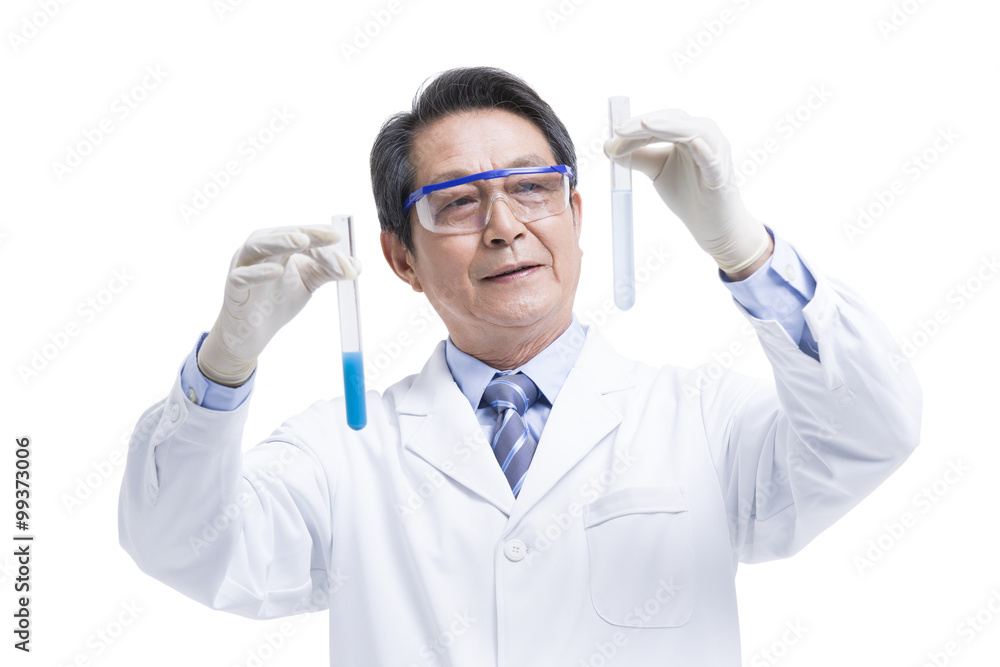 Senior scientist doing experiments Senior scientist doing experiments