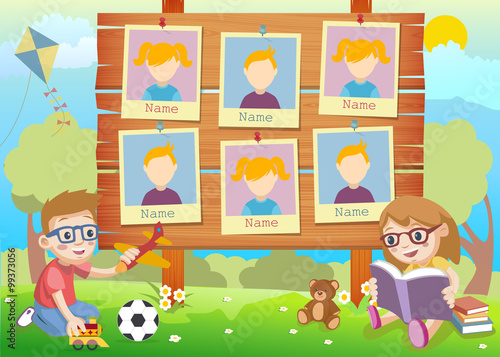 Yearbook for kindergarten with kids