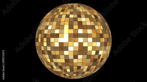 Twinkling Hi-Tech Squares Spinning Globe, Golden Brown, Alpha Channel, Loop, HD