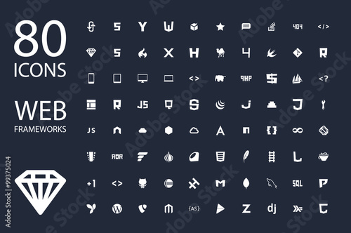 Web development framework icon set vector illustration