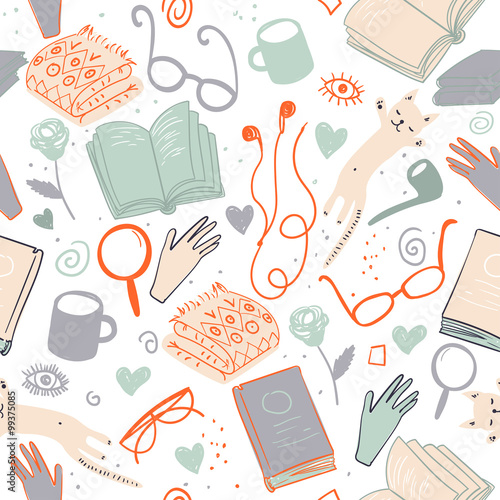 Vector books pattern. 