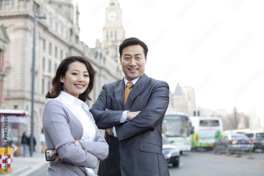 Portrait of businesspeople on the Bund in Shanghai Portrait of businesspeople on the Bund in Shanghai