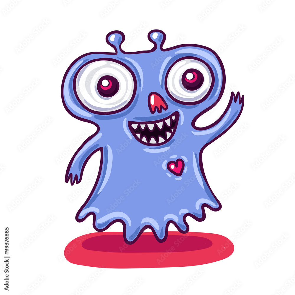 Fototapeta premium Cute Little Purple Monster Illustration
