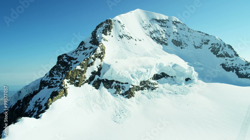 Aerial Switzerland Monch mountain Alps snow ice glacier  photo