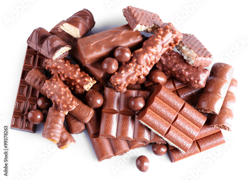 mix of chocolate, isolated on white