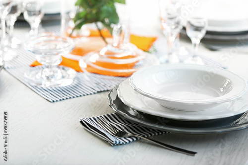 Wallpaper Mural Served table in restaurant, closeup Torontodigital.ca