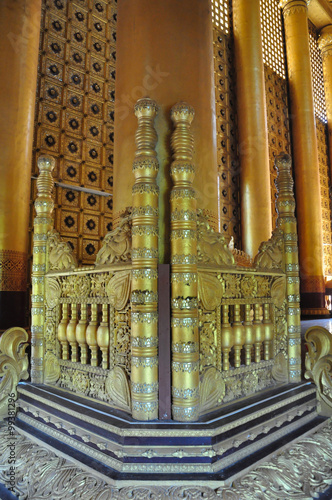 Beautiful detail of Kambawzathardi Golden Palace,Bago, myanmar. photo