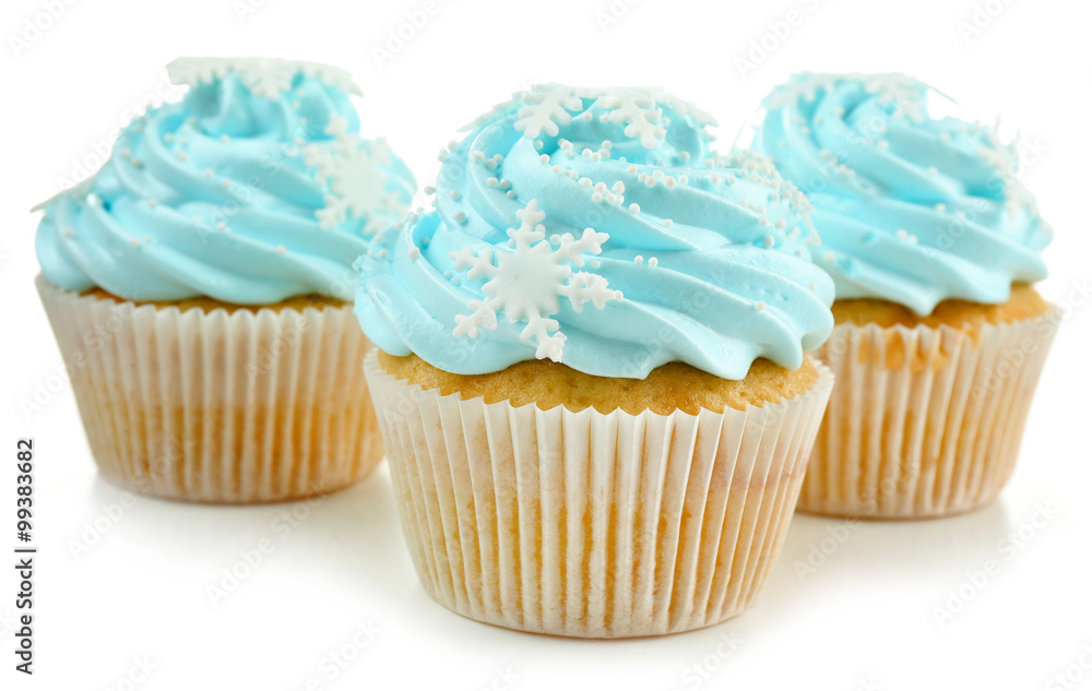 Blue cupcakes isolated on white Blue cupcakes isolated on white