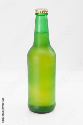 Cold Beer In Green Beer Bottle Isolated