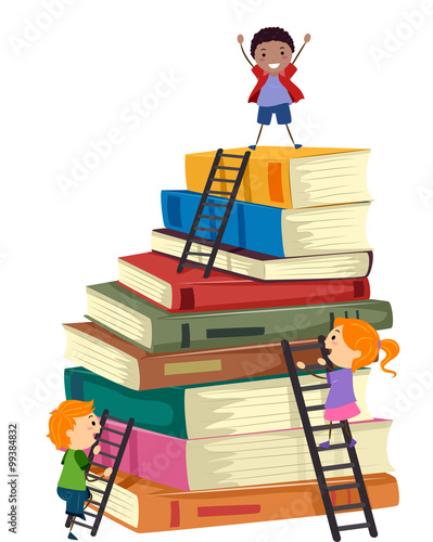 Stickman Kids Book Stack Ladders Climb