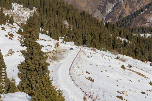 snowy mountain road