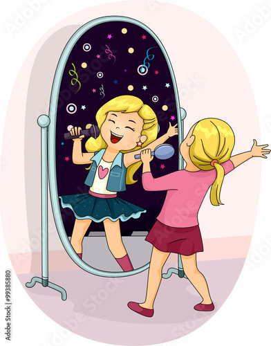 Pop Star Kid Girl Mirror Singing