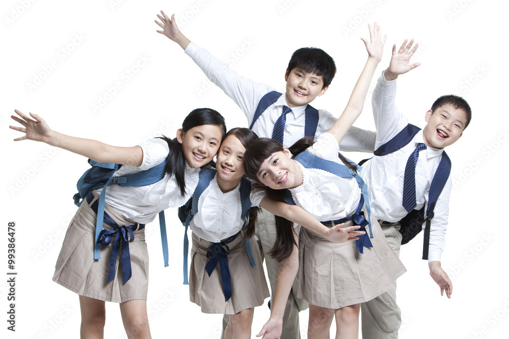 Excited primary school friends enjoying themselves Excited primary school friends enjoying themselves
