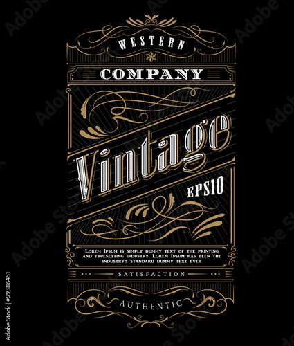 Vintage typography western frame label border vector illustratio