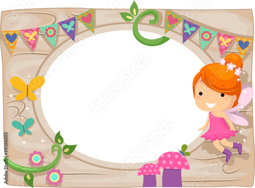 Whimsical Kid Girl Fairy Wood Board Frame