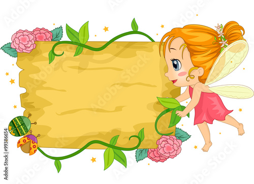 Colorful Kid Girl Fairy Wooden Board