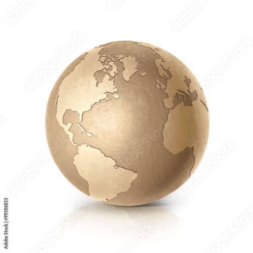 Golden world on white background