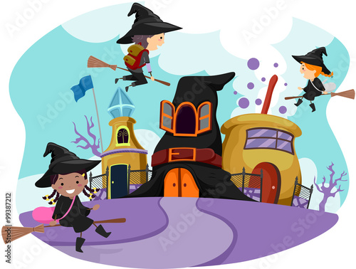 Whimsical Stickman Kids Wizard School