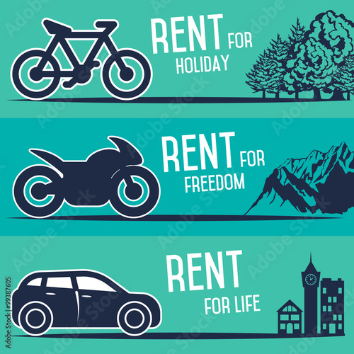 Rental car and other transport banners.