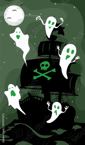 Halloween Ghost Ship Silhouette