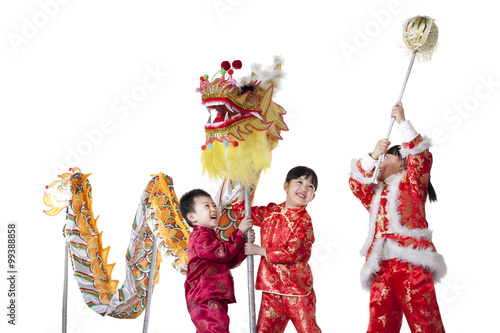 Three Chinese children playing