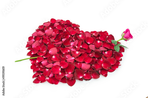 Rose petals in a shape of a heart with Rose Arrow