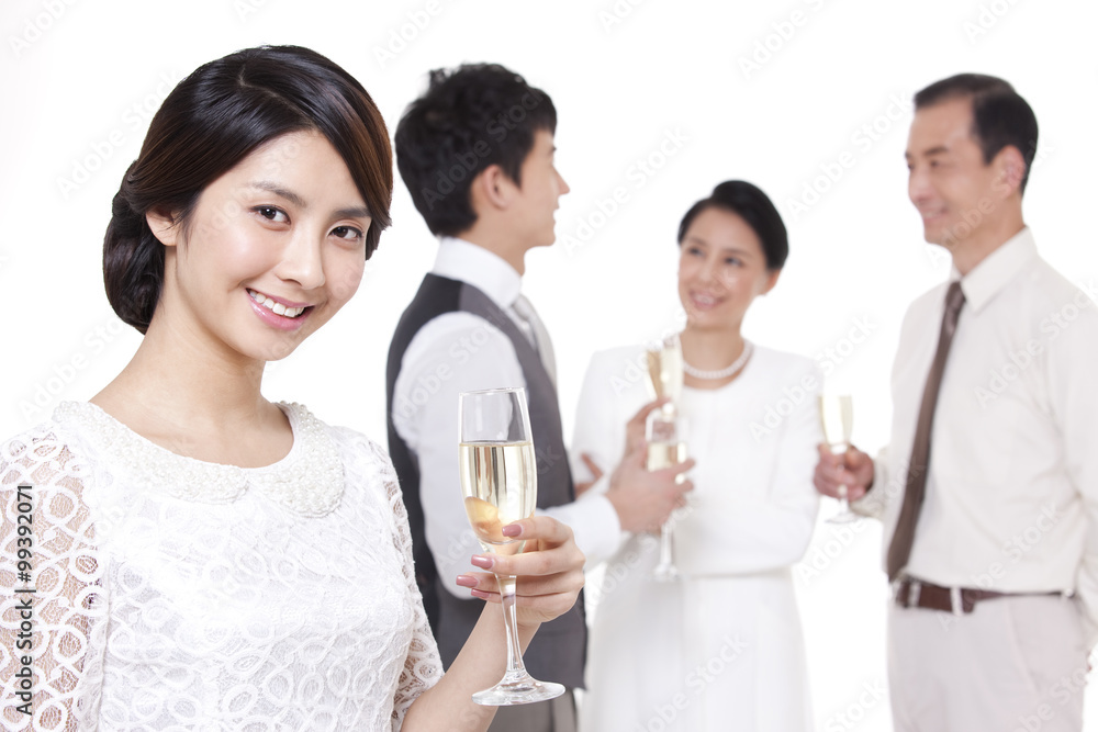 Joyful young woman with champagne flute Joyful young woman with champagne flute