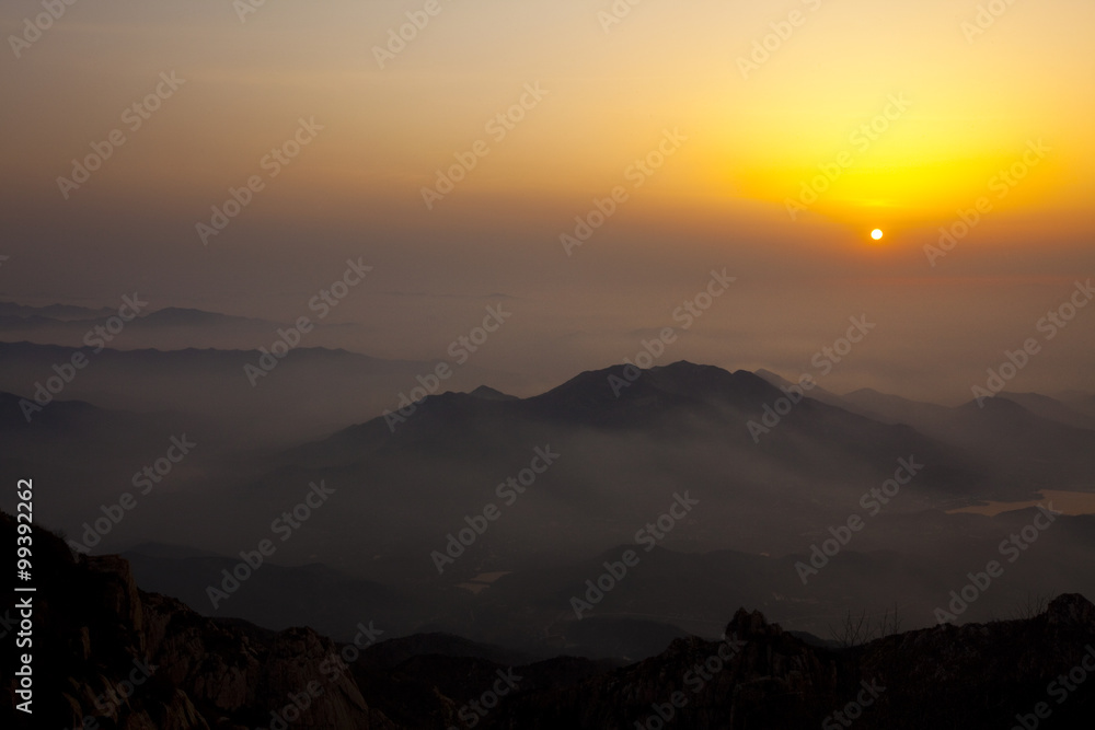 Sunrise in Chinese national famous mountain Taishan Sunrise in Chinese national famous mountain Taishan
