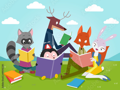 Cute Books Animals Reading