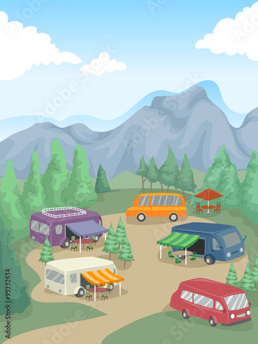 Camping Mountains Car Parking