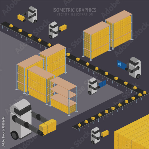 Warehousing process. Vector infographics.