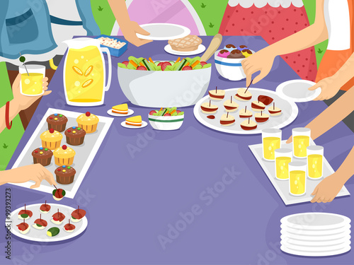Party Table Family Outdoor Picnic Meal photo