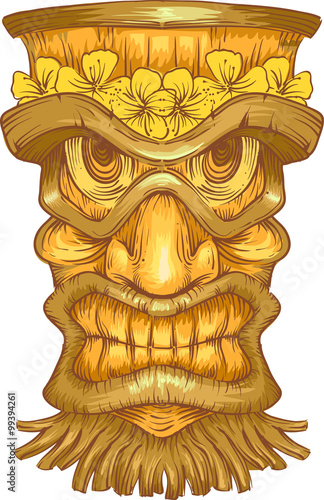 Golden Tiki Wood Carving