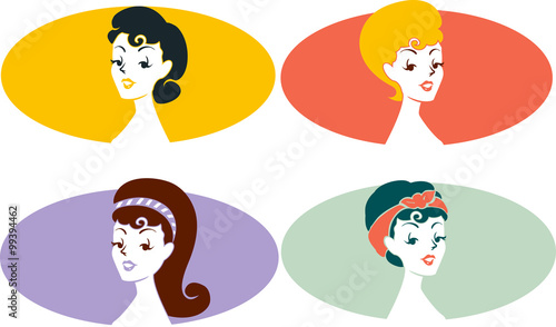Pinup Girl Stencil Icons Set
