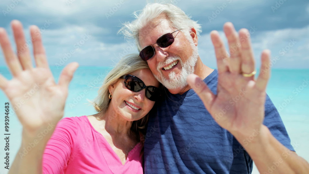 Portrait of Caucasian senior couple on a beach Portrait of Caucasian senior couple on a beach