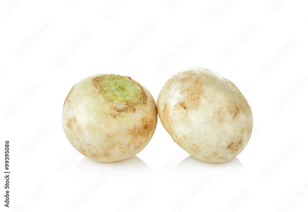 Fototapeta premium Mini white turnips on white background