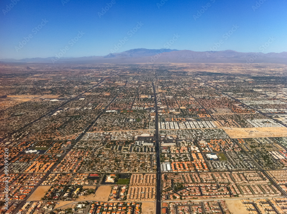 Aerial view of city near Las Vegas, USA.
