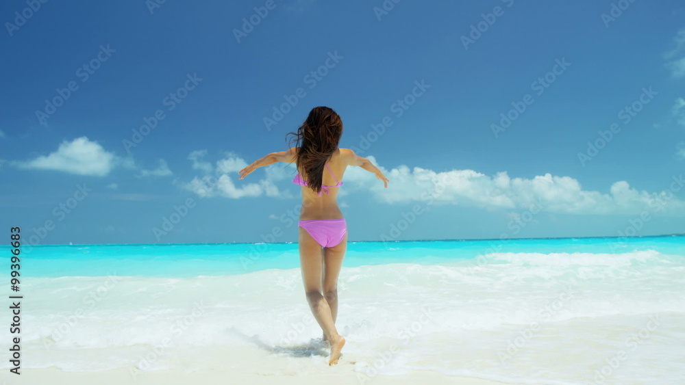 Asian Chinese girl wearing bikini at leisure vacation resort Asian Chinese girl wearing bikini at leisure vacation resort