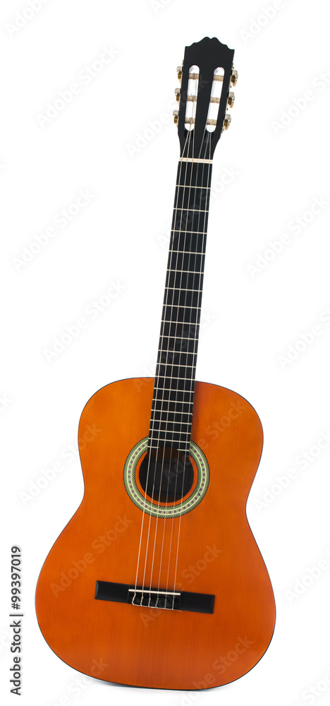 Fototapeta premium Modern classical acoustic guitar isolated on white background.